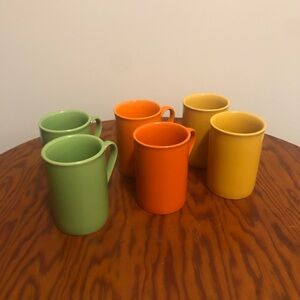 Vibrant Ceramic Mug Collection - Green, Orange, Yellow